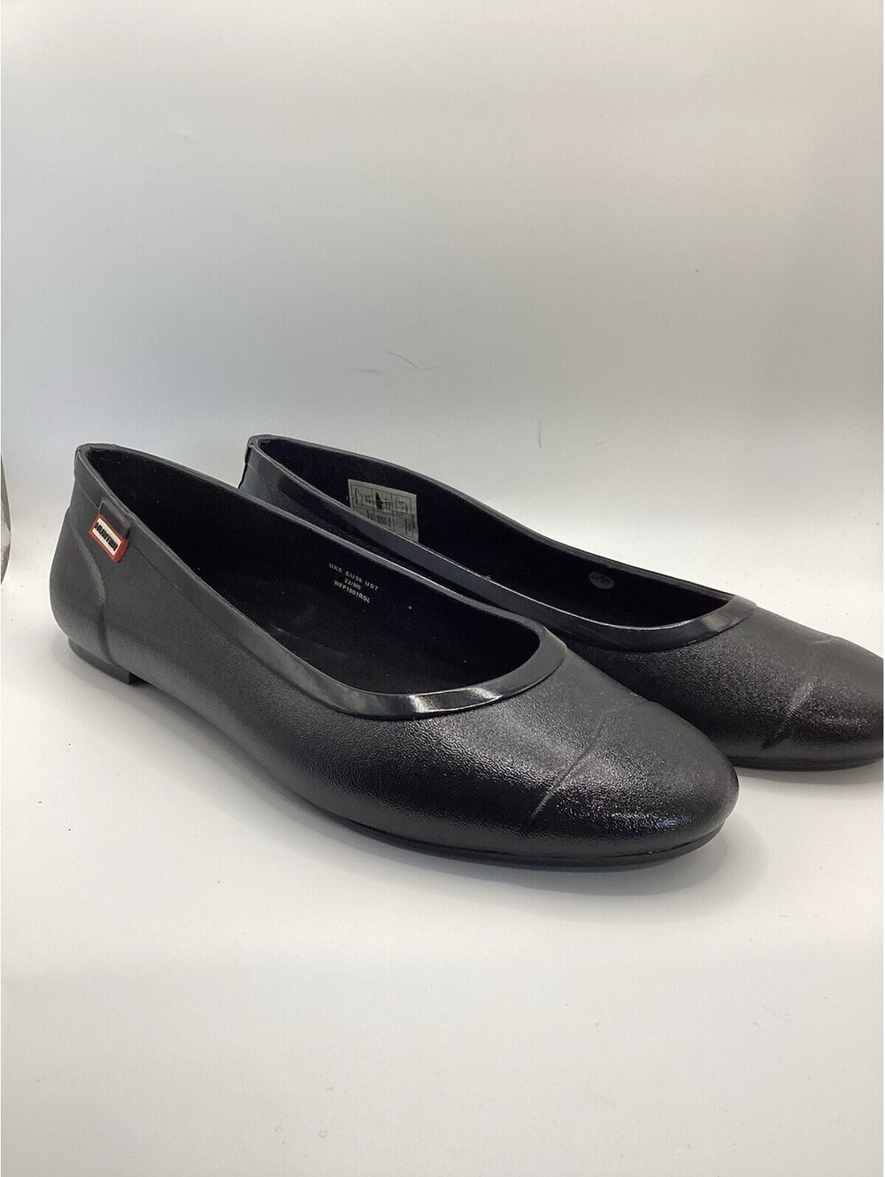 NWOB Hunter US 7 Original Tour Ballerina Flats In Black Rubber Rain Shoes